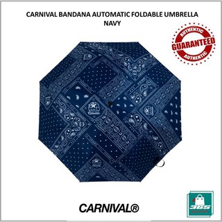 CARNIVAL BANDANA AUTOMATIC FOLDABLE UMBRELLA NAVY ขนาด 40 นิ้ว ราคาถูก ราคาส่ง