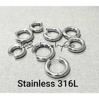 รุ่นใหม่ (หนา 5 mm.1 คู่) จิวห่วง ต่างหูห่วง ห่วงกลม สแตนเลสแท้ 316L 10 mm - 16 mm. ไม่ลอก ไม่ดำ ไม่ระคายเคือง