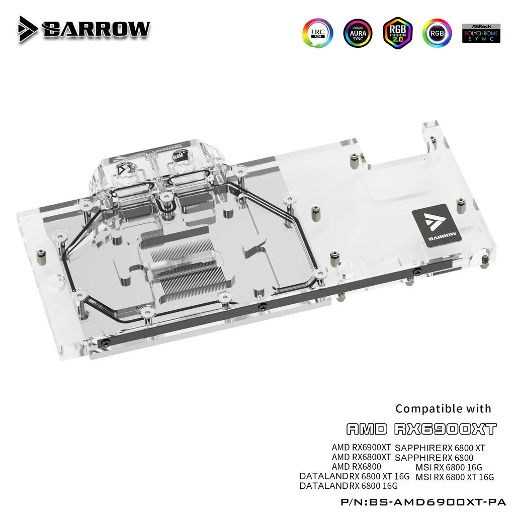 Barrow 6900 GPU Water Cooling Block, ครอบคลุมเต ็ มรูปแบบสําหรับ AMD Founder Edition MSI Sapphire RX