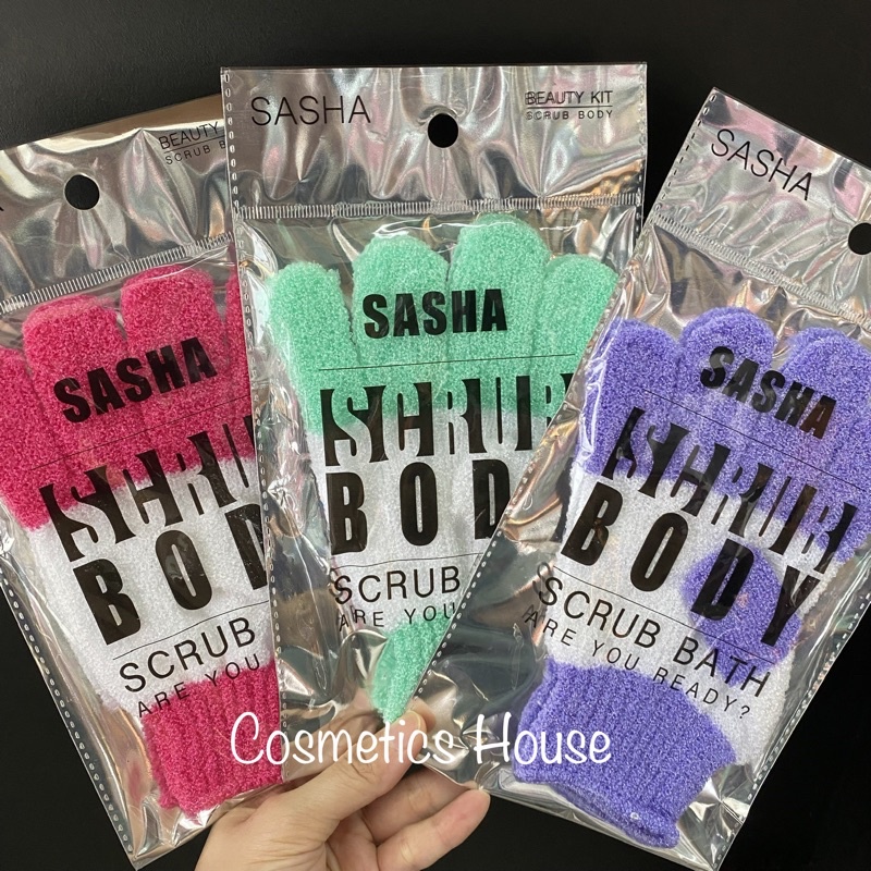 ถุงมืออาบน้ำ ใยขัดตัว อุปกรณ์อาบน้ำ SASHA💥คละสี💥