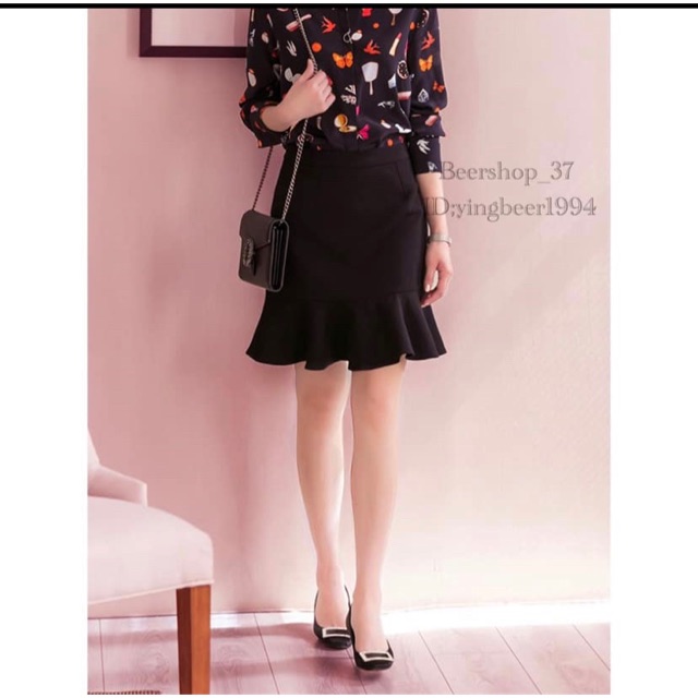 กระโปรงระบายหางปลาเรียบมีขอบยาว18/21นิ้ว S-3xl