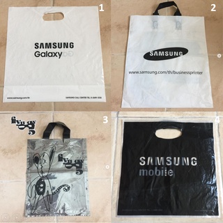 ถุงพลาสติก ถุง แบรนด์ SAMSUNG ซัมซุง และ FLYNOW พร้อม Sticker ของแท้ มาพร้อมลายของแบรนด์ ใครอยากได้ จัดเลย