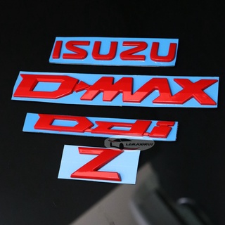 All New Isuzu D-MAX Ddi Z 2020 ชุด 4 ชิ้น ป้ายโลโก้ ตัวนูน ISUZU D-MAX Ddi 2020 2021 2022 ติดท้ายรถกระบะ สีแดง