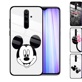 Xiaomi Redmi Note 10 Pro 9S 8 9 Redmi 9A 9 9T 8A กรณีโทรศัพท์กระจก ปกโทรศัพท์ Phone Case Mickey Mini Mouse Tempered Glass Cover Anti-Scratch