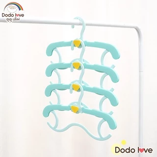 DODOLOVE ไม้แขวนเสื้อ ไม้แขวนผ้า ไม้แขวนผ้าเด็ก ปรับระดับได้ ไม้แขวน แพ็ค 5 คละสี ปรับได้ 3 ระดับ
