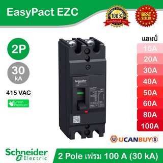 Schneider MCCB EasyPact EZC Schneider MCCB EasyPact EZC ชนิด 2ชนิด 2 โพล ขนาดเฟรม 100 A (30 kA) ขนาดแอมป์ 15 - 100 แอมป์