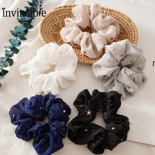 Fashion Glitter Star Hair Bands/ Elegant Embroidery Elastic Hair Ties/ Women Chiffon Ponytail Holder Hair Scrunchies Hair Accessories