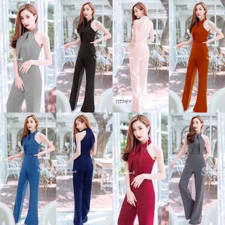 7177 jumpsuit จั้มสูท คอปีน ทรงคว้านไหล่