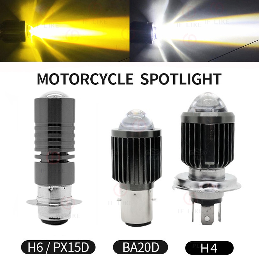 สองสี BA20D H4 รถจักรยานยนต์ไฟฟ้า LED ไฟหน้าหลอดไฟสูงและต่ำรถจักรยานยนต์ 3000K 6000K Scooter ATV