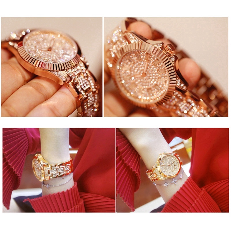 Bs Bee Sister นาฬิกาผู้หญิงหรูหรา, แฟชั่นผู้หญิงนาฬิกาข้อมือนาฬิกาเพชร Quardz