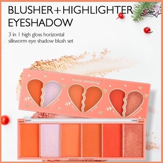 kiss beauty 3 in 1 blush highlighter eyeshadow ทาตาตลับหัวใจโทนส้ม ส้มอิ๊ฐ87123-03