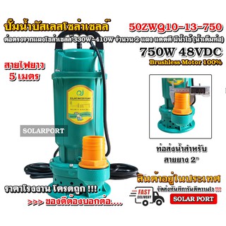 👉 ปั๊มน้ำโซล่าเซลล์ มอเตอร์บัสเลสแท้ 48V 750W รุ่น 50ZWQ10-13-750 2" บอดี้ เขียว (Brushless) การันตีโดย SOLARPORT !!!