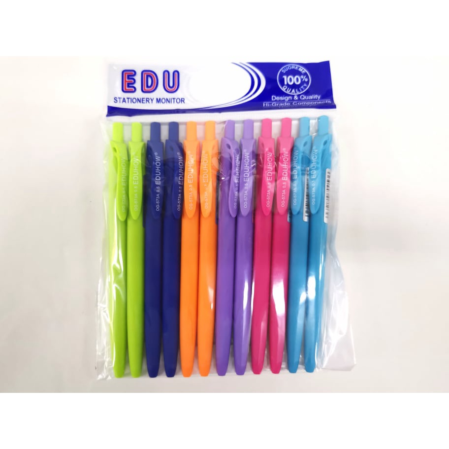 ปากกา EDUHOW OG-573A ด้ามพลาสติก (12 ด้าม)