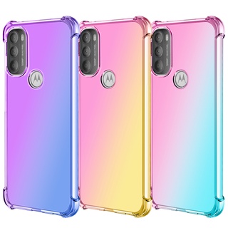 เคสโทรศัพท์มือถือ TPU นิ่ม แบบใส กันตก ไล่โทนสี สําหรับ Motorola Moto G71 5G