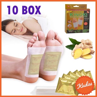 KUDOSTH (10 กล่อง) สีทอง แผ่นแปะเท้า Cleansing Detox Foot Pads Kinoki แผ่นแปะเท้าสมุนไพรจีน