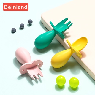 Beinland 2 ชิ้น/เซ็ตเด็กซิลิโคนช้อนส้อมชุดอาหารเกรดทารกมินิซิลิโคนชุดอาหารเด็กอ่อนช้อนส้อม