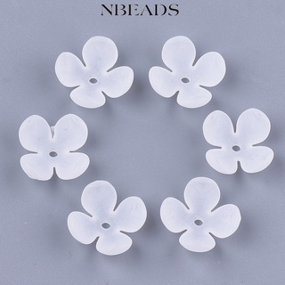 Nbeads ลูกปัดอะคริลิคใส ลายดอกไม้ 4 กลีบ 16x16.5x6 มม. รู 1.5 มม. 100 ชิ้น