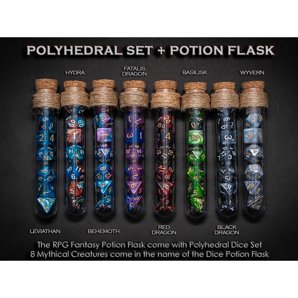 Potion Flask with Dice Set of 7 | ลูกเต๋า Dice For DnD D&D MTG RPG TRPG เกมกระดาน บอร์ดเกม Game ไพ่ทาโรต์ Magic เมจิก