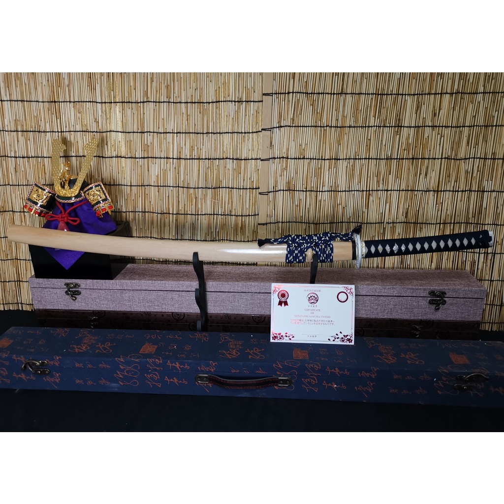 ดาบซามูไร คาตานะ Samurai Katana T10 Hamon แท้ ขัดขุ่นกลางใบ งานแบรนด์ Natataishi