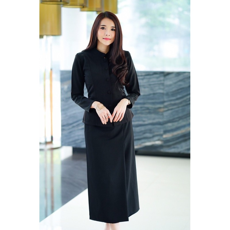 งานชุด พร้อมส่ง เสื้อจิตรลดา พร้อมกระโปรงป้าย สีดำ