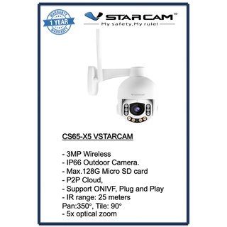 กล้องวงจรปิด(WiFi)vstarcam  Speed dome CS65 x5 3MP 2K 1296P zoomได้5เท่า  พูดตอบโต้ได้ ภาพสีกลางคืน24ชั่วโมง ทนแดด ทนฝ