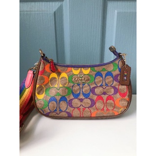 COACH CA176 Teri Shoulder Bag In Rainbow Signature Canvas