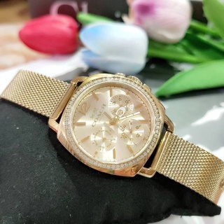 New Coach  Boyfriend Gold-Tone Stainless Steel Mesh Bracelet Watch ⌚หน้าปัด 34 mm ️แท้ค่ะ ล้าน%%