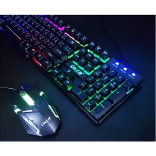 🚀 Oker Keyboard + Mouse KM-6120 คีบอร์ด ไฟทะลุตัวอักษร ชุด เม้าส์ + คีย์บอร์ด