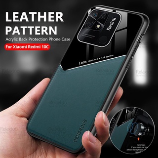 For Xiaomi Redmi 10C Case Car Magnetic Holder Leather Fundas Redmi10C Redmy 10C 10 C C10 Plexiglass Back Protection Phone Cover