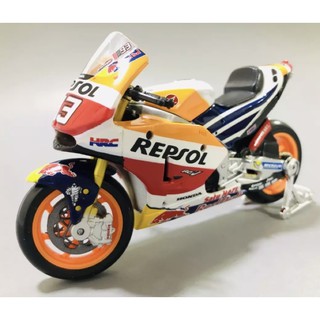 โมเดลรถมอเตอร์ไซค์Repsol Honda Team รถแข่งMoto GP 2018ขนาดของตัวรถ1:18เป็นงานโมเดลสำหรับตั้งโชว์