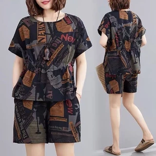 165#-ชุดเซทเเฟชั้นงานเกาหลี เสื้อเเขนสั้น+ขาสั้น พร้อมส่งที่ไทย ขุดเเข้าเซท