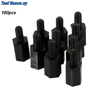 M2 M3 M4 สกรูพลาสติกไนล่อน Hex Male-Female Spacer 100ชิ้น