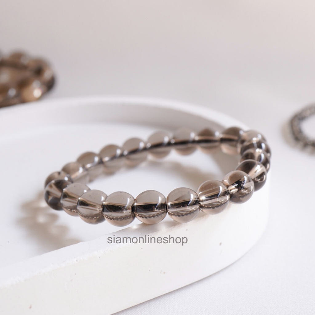 SMOKY QUARTZ หินสโมกกี้ควอตซ์ เลือกขนาดเม็ดหินได้ (4-12 มม.)หินแห่งอำนาจ และโชคดี สร้อยข้อมือหินแท้ by siamonlineshop