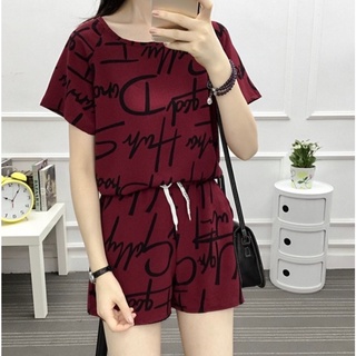 ชุดเซ็ต เสื้อแขนสั้น+กางเกงขาสั้น ลายอังกฤษลาย ใหม่ล่าสุด สินค้าคุณภาพดี มี3สีให้เลือกและมีไซร์  M-L-XL-XXL-3XL