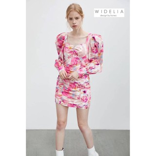 พร้อมส่ง🌺 มินิเดรส ลายดอกไม้ จีบย่น🌹widelia