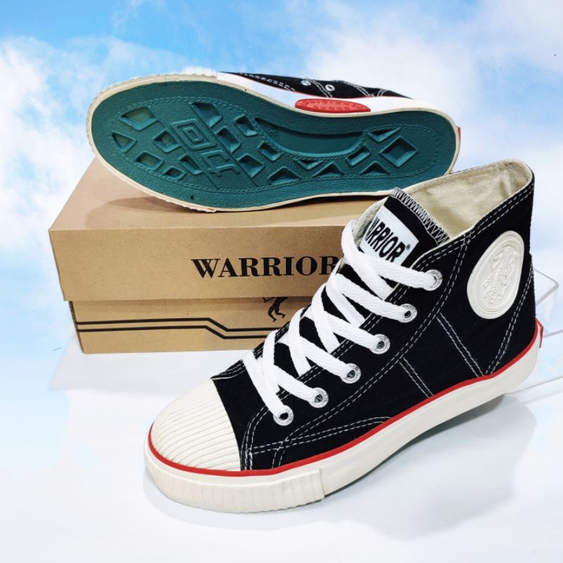 WARRIOR รองเท้าทํางานโรงเรียนและวิทยาลัยสําหรับผู้ชายและผู้หญิง WARRIOR Classic High Laces สีดําและสีขาวขนาดดั้งเดิม 37 ถึง 44 ราคา ถูกที่สุด ดีลบีเคเค แกลเลอรีภาพที่ 5