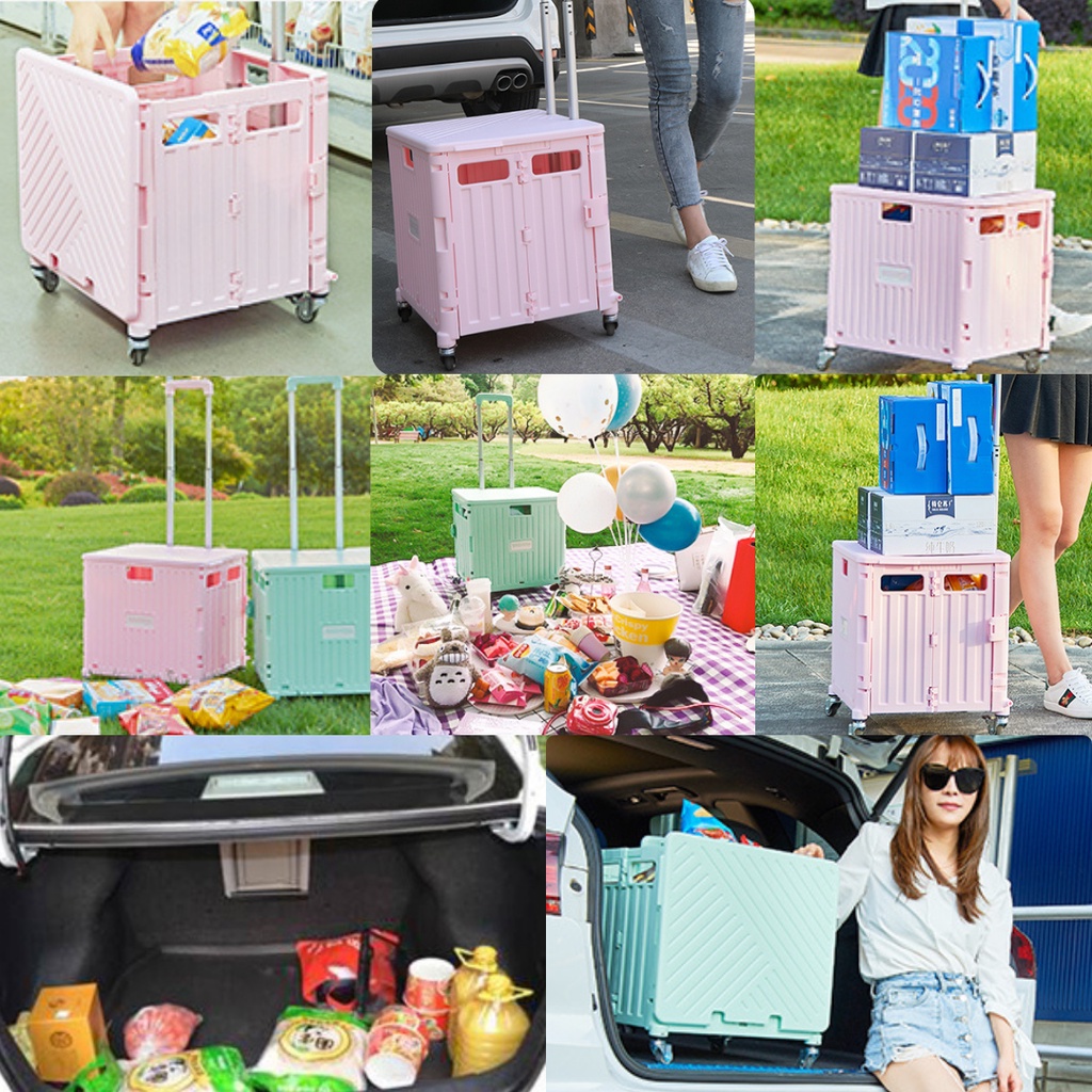 ล้อทิศทางหมุน360องศา ล้อเบรครถเข็นพับได้เกาหลีล้อรถเข็นตะกร้าพับได้4ล้อรถเข็นจ่ายตลาดรถเข็นช้อปปิ้งแคมปิ้งรถเข็นสุนัขแมว - รูปที่ 5