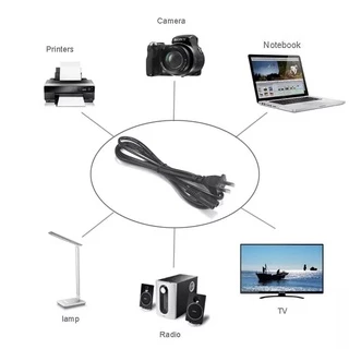 สาย AC 2 รู ยาว 1.5 เมตร พร้อม ปลั๊กเสียบ 2 ขาแบน 6A 250V สีดำ