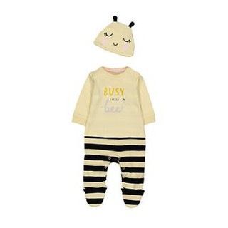 Mothercare ชุดสลีพสูทพร้อมหมวก ผึ้งน้อย ชุดหมีคลุมเท้า busy little bee all in one with hat