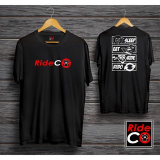 เสื้อคู่รัก - เสื้อยืด RIDECO SLEEP EAT RIDE REDO (ดีไซน์ด้านหน้าและด้านหลัง)