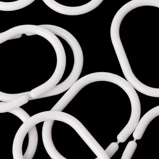 Queen 12 ชิ้น Bendable ห้องน้ําผ้าม่านตะขอ C รูปร่างผ้าม่านอาบน้ําแขวนห่วงอุปกรณ์เสริม