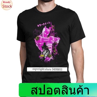 เสื้อยืดกีฬา เสื้อยืดผ้าฝ้ายคอกลมผู้ชายพิมพ์ลาย Tiger Ox Queens JJBA Jojo Bizarre สีเทา Short sleeve T-shirts