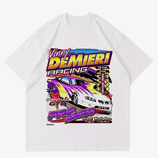 เสื้อยืดสีขาวเสื้อยืด ลาย Nascar RACING VINTAGE | เสื้อยืดไวนิล ลาย Nascar Rubble Demonieri | เสื้อผ้ารถแข่ง สีขาวS-4XL