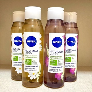 Nivea Naturally Good Rose Water Scent &amp; Organic Oil 300ml อาบน้ำกุหลาบ,น้ำผึ้ง