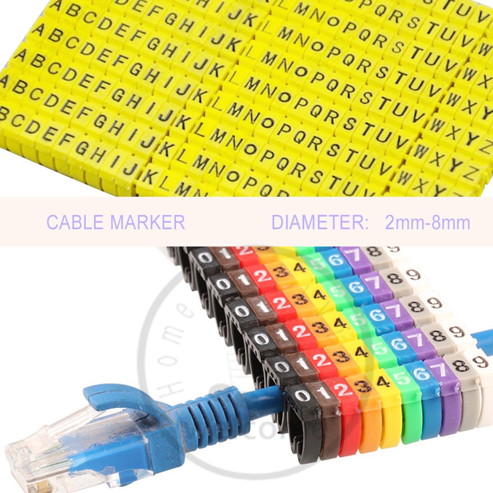 Cable Markers Colourful Marker Number Letter Tag Label สําหรับเครือข่ายสายไฟ