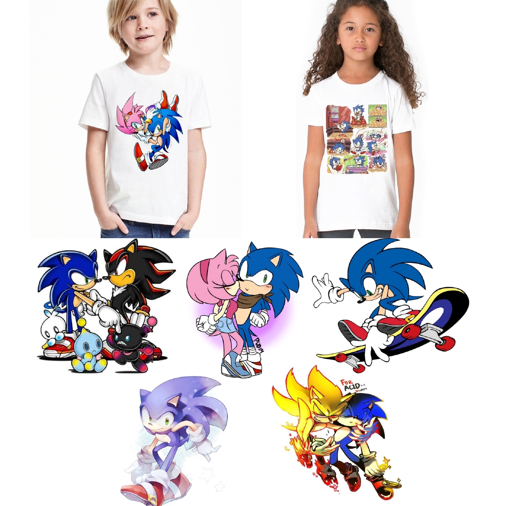 Sonic The Hedgehog เสื้อยืดลําลองแฟชั่นสําหรับเด็กผู้ชายแขนสั้นลายการ์ตูนแมว Oversizeเสื้อผ้าเด็กผู้ชาย