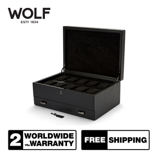 กล่องนาฬิกา WOLF1834 รุ่น BRITISH RACING 10 PIECE WATCH BOX WITH STORAGE (BLACK)