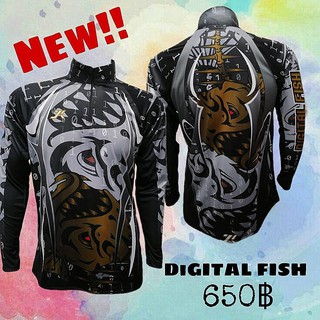 เสื้อตกปลา JK Thailand  เสื้อสำหรับกีฬากิจกรรมกลางแจ้ง ลาย DIGITAL FISH ป้องกันรังสี UV 80% แห้งเร็ว