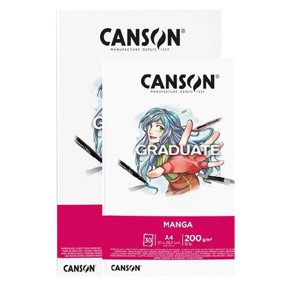 สมุด GRADUATE Manga 200g. ผิว Lisse Glatt 30 เเผ่น (สันกาวด้านสั้น) มีให้เลือก 2 ขนาด