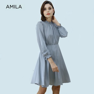 AMILA Dress AM-D944 แขนยาว IGPU21-10